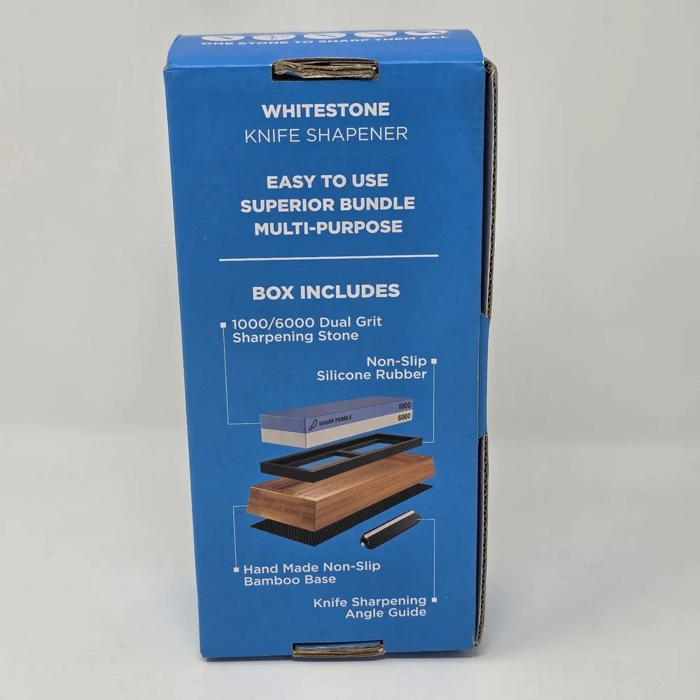 New Sharp Pebble Premium WhiteStone Sharpening Stone Bamboo Base 1000/6000 Grit